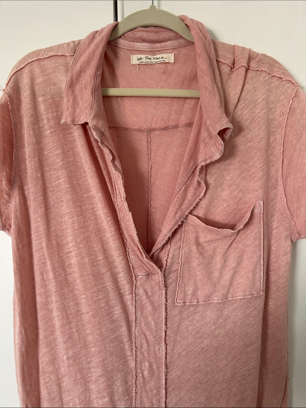 We the  Free Buttondown Pocket Top - Rose Pink